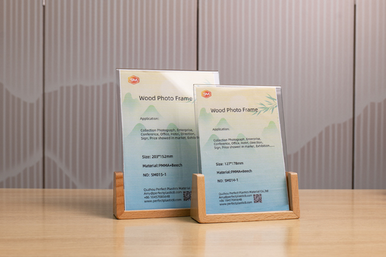 Mua DIY Transparent Table Standing U Shaped Acrylic Photo Frame With Walnut Beech Wood Base (Thiết kế tự động) online manufacture