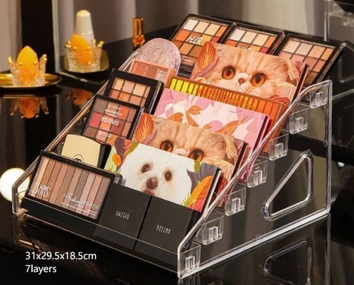 Nhiều lớp rõ ràng PS Acrylic Makeup Box Display Cosmetic Box Organizer Cổ lưu trữ