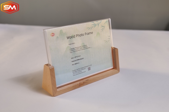 New Style Clear Acrylic Sign Holder Photo Frame OEM With Wood Base Stand Diaplay (Thiết kế hình ảnh bằng gỗ)