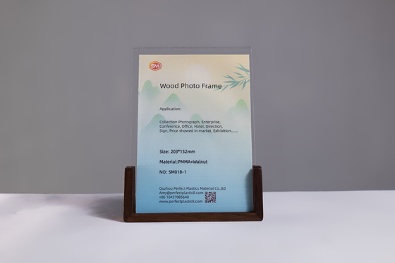 Solid Color Beech Photo Frame Desk U hình A5 Acrylic Photo Frame với nền gỗ