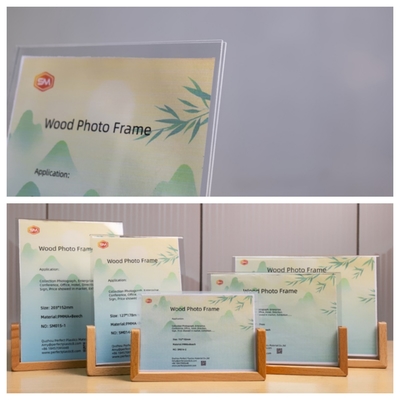 Hạt 100% Hạch 7Inch Digital Acrylic Photo Frame With Wood Base Stand (hình ảnh bằng acrylic kỹ thuật số)
