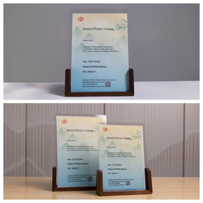 Walnut Acrylic Photo Frame U Shape Solid Beech với Logo tùy chỉnh