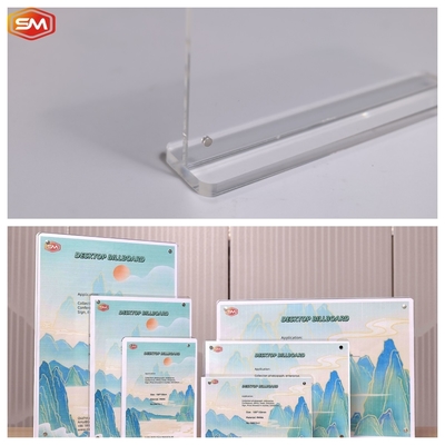 A6 Biểu tượng hình ảnh mặt kép rõ ràng Bàn hình T Magnetic Acrylic Sign Holder
