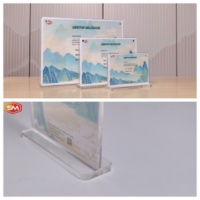 Magnetic 10x20cm hình T Acrylic Sign Holder in Table Paper Display Rack