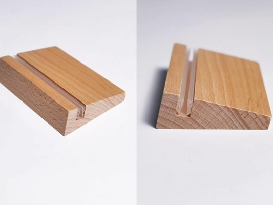 Bevel Wood Base Acrylic Poster Holder Acrylic Document Holder Acrylic Signage Holders Các thiết bị giữ biển